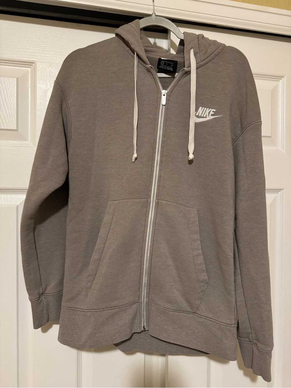 Nike Taupe/Brown Full-Zip Hoodie with White Logo